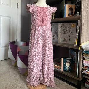 Rare Editions Blush Lace Jumpsuit